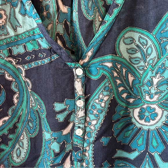 Lucky Brand Teal and Navy Paisley Blouse - Picture 4 of 7